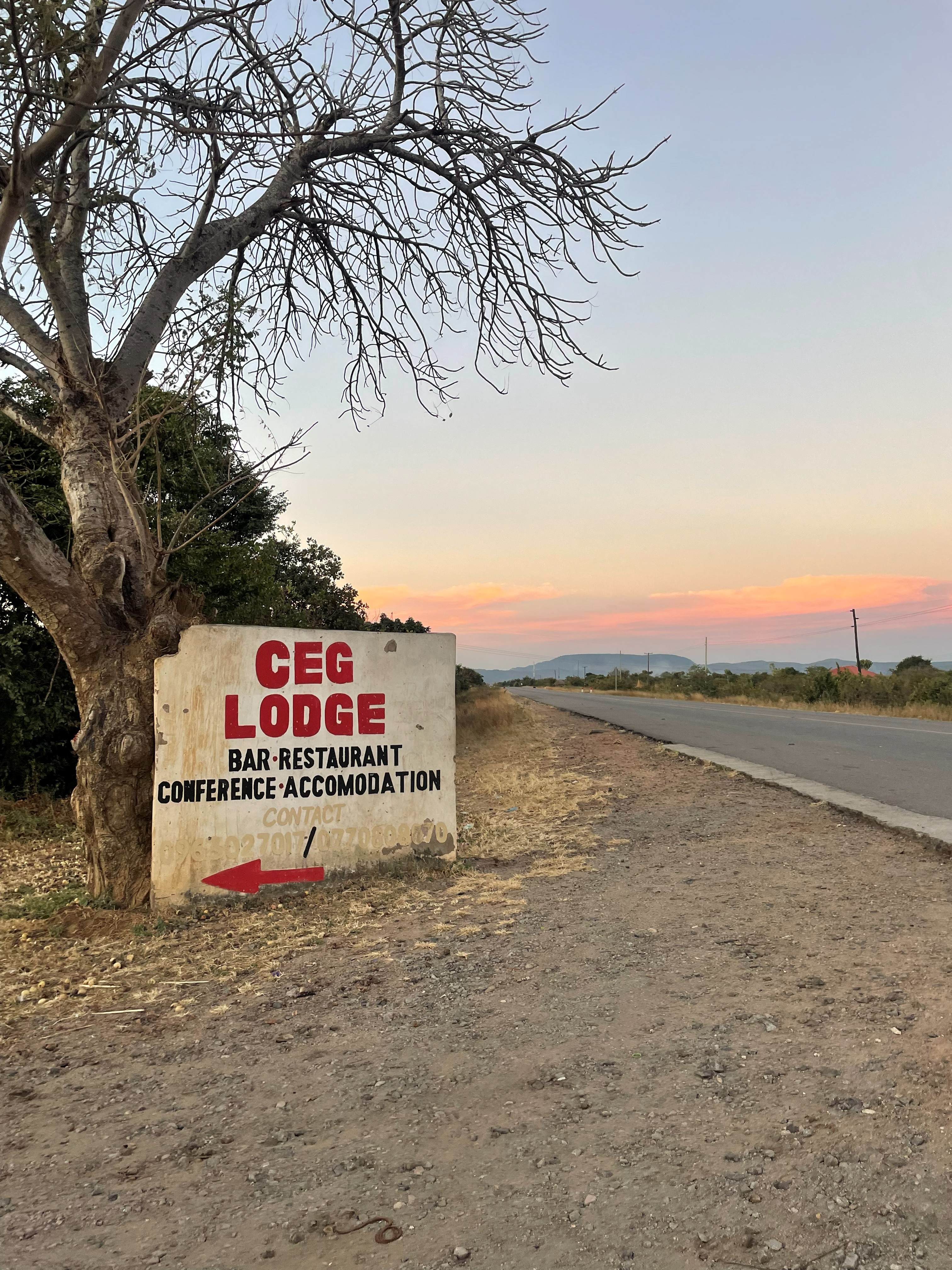The hand-painted CEG Lodge roadside sign, close up