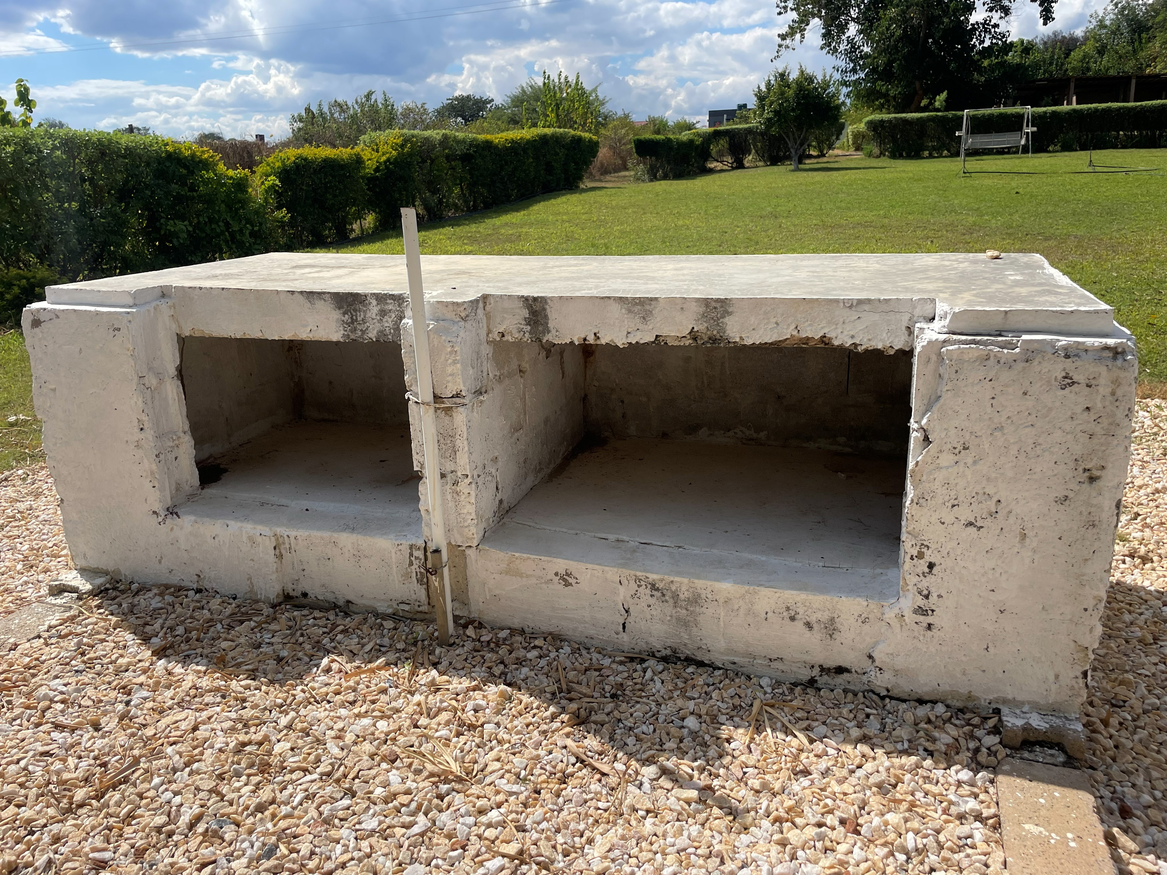 Concrete fire pit at Riverview Farm