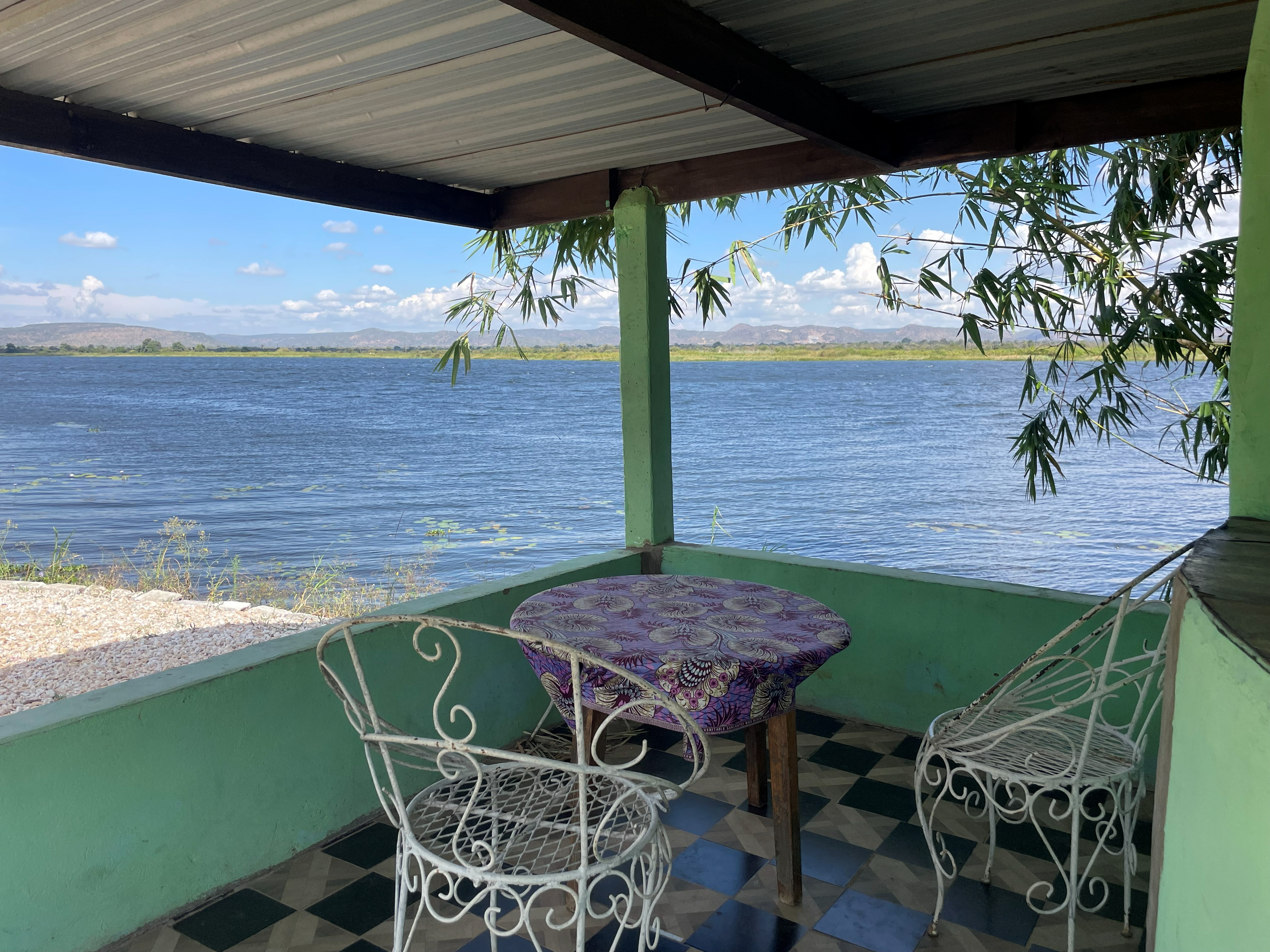 Gazebo table with a view of the Kafue River